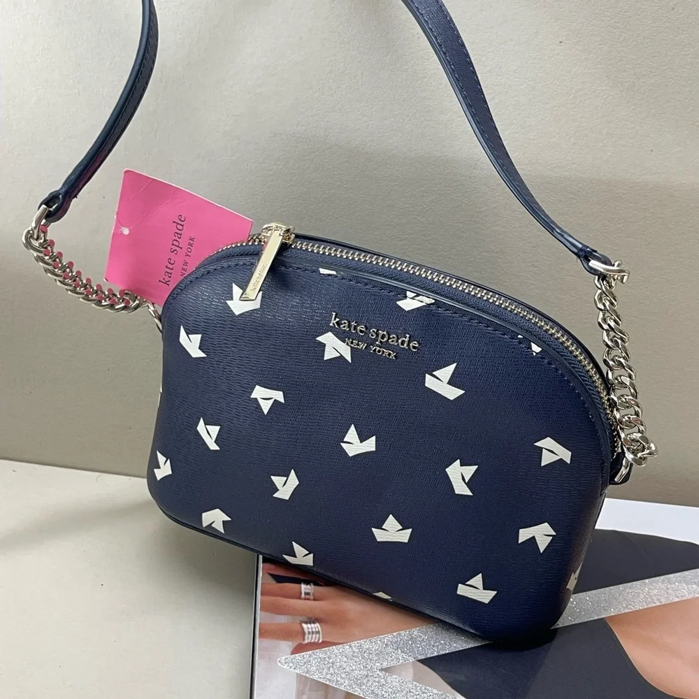 (new+tag) Kate Spade retail spencer boats dome leather crossbody navy